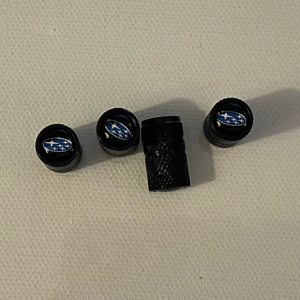 Subaru Valve Stem Caps in Black Set of 4 NWT